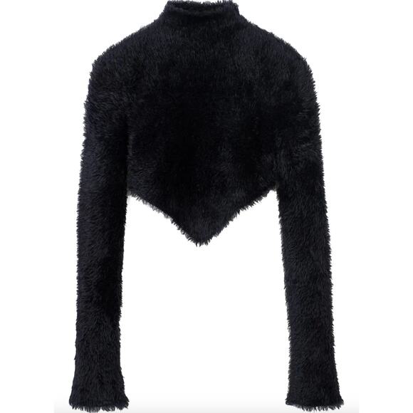 Marc Jacobs Hairy Grunge Pointed Sweater Cropped Black XS NEW Sample - Picture 4 of 9